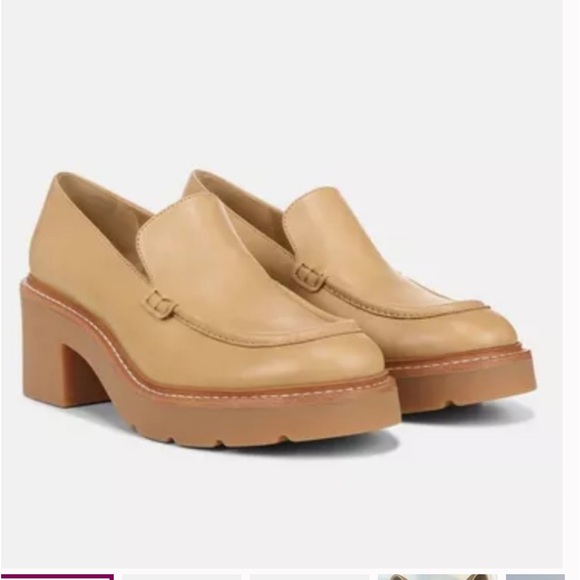 Vince Rowe tan Brown Leather Slip-On Loafers chunky platform size 6 - Picture 2 of 12